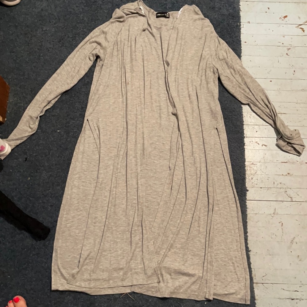 Thin long cardigan with slots up the bottom sides